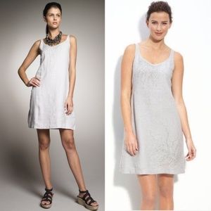 Eileen Fisher Handkerchief Irish Linen Grey Sequin Dress,  Sz 12